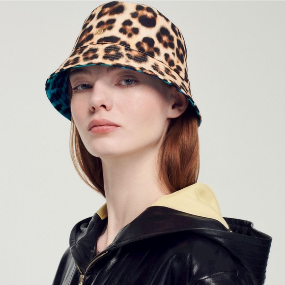 SANDRO Reversible Leopard print bucket hat - Picture 6 of 8